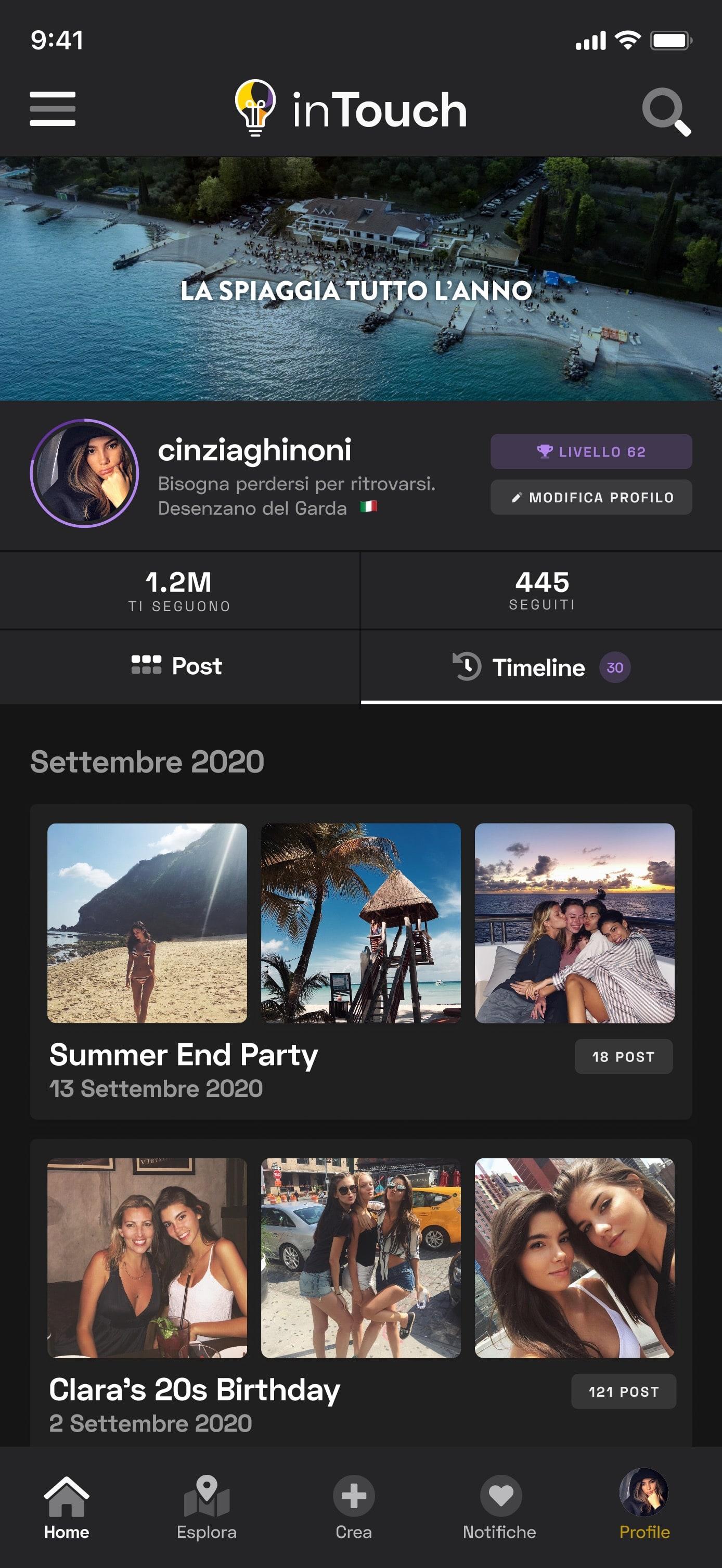InTouch App UI - Profile Timeline