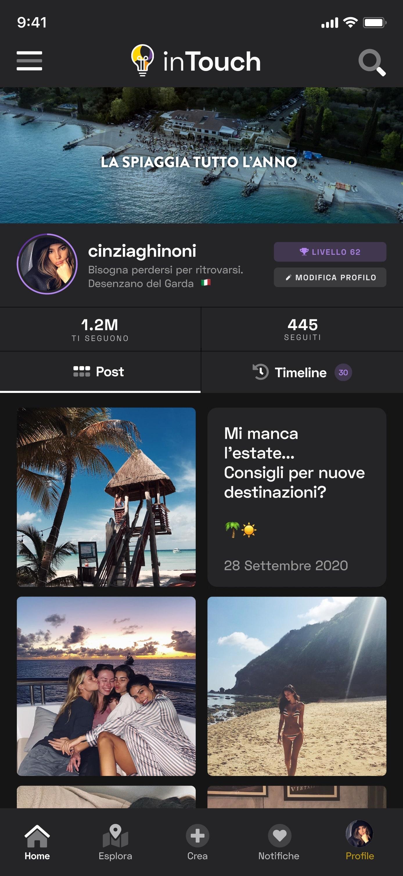 InTouch App UI - Profile Posts